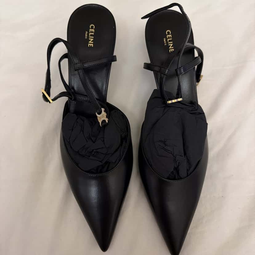 Celine Pointed Toe Black Leather Never worn - Inside View
