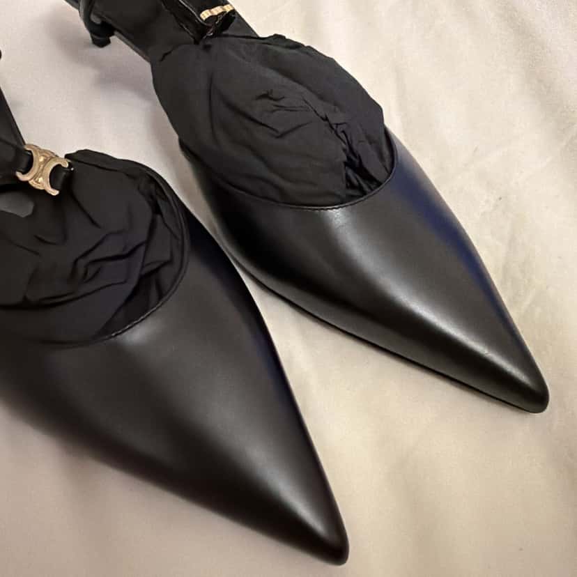 Celine Pointed Toe Black Leather Never worn - Model View