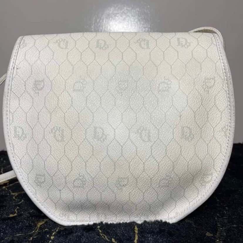 Christian Dior Sling Bag White Canvas Gold Good condition - Back View