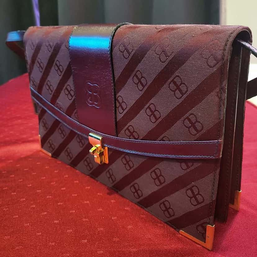 Balenciaga Vintage Bag Burgundy Canvas Gold Fair condition - Back View