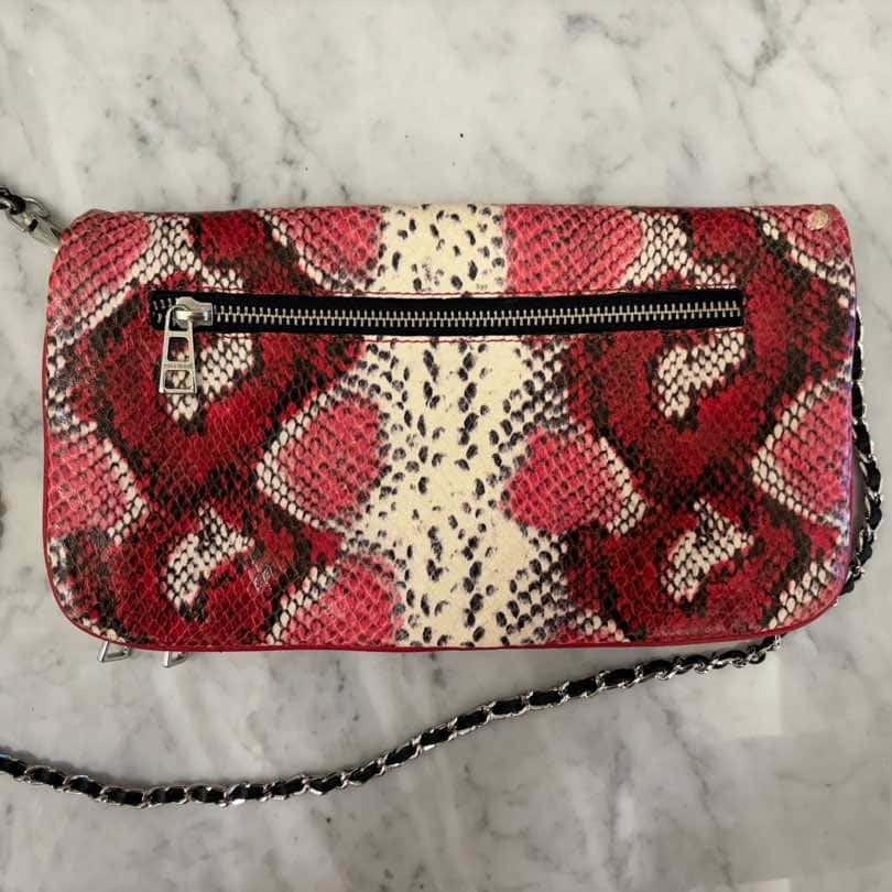 Zadig & Voltaire Snakeskin Rock Bag Red Leather Silver Very good condition - Back View