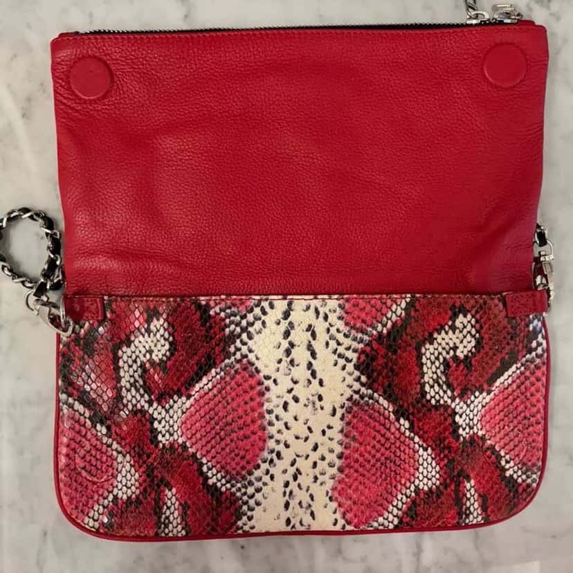Zadig & Voltaire Snakeskin Rock Bag Red Leather Silver Very good condition - Inside View