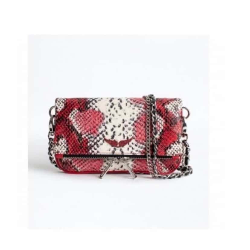 Zadig & Voltaire Snakeskin Rock Bag Red Leather Silver Very good condition - Model View