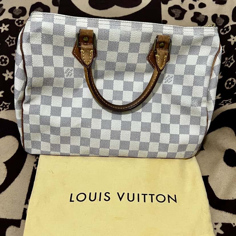 Louis Vuitton Speedy 30 Azur White Canvas Fair condition - Back View