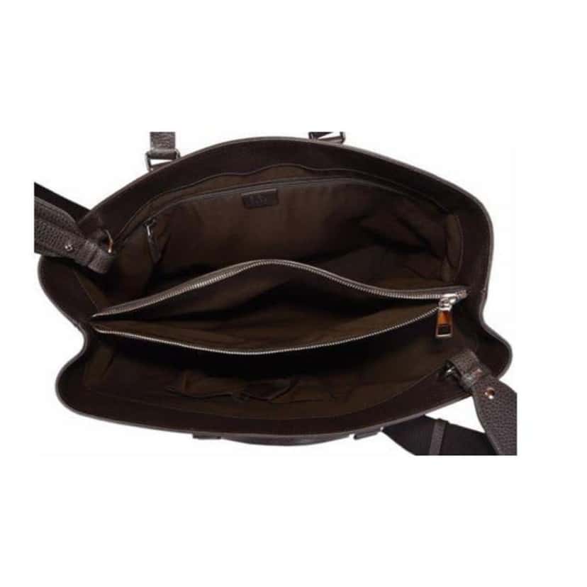 Gucci Gucci Original GG Canvas Shopping Tote Bag Beige Brown Leather Trim Crossbody Brown Canvas Good condition - Model View