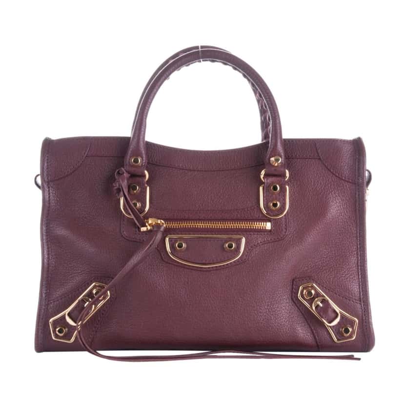 Balenciaga Balenciaga City Prune Purple Goat Leather Small Shoulder Bag Purple Leather Never worn - Front View