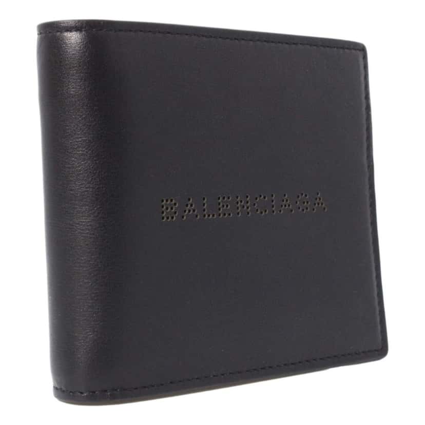 Balenciaga Balenciaga Cash Black Calfskin Leather Perforated Bifold Wallet Black Leather Never worn - Back View