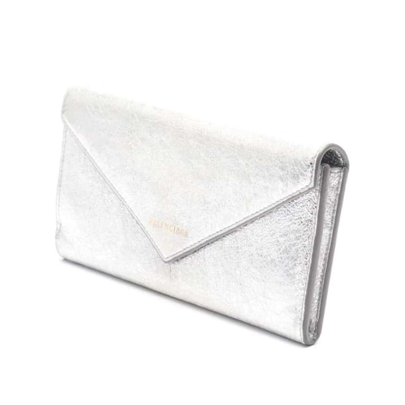 Balenciaga Balenciaga Papier Metallic Silver Arena Leather Envelope Wallet Silver Leather Never worn - Back View