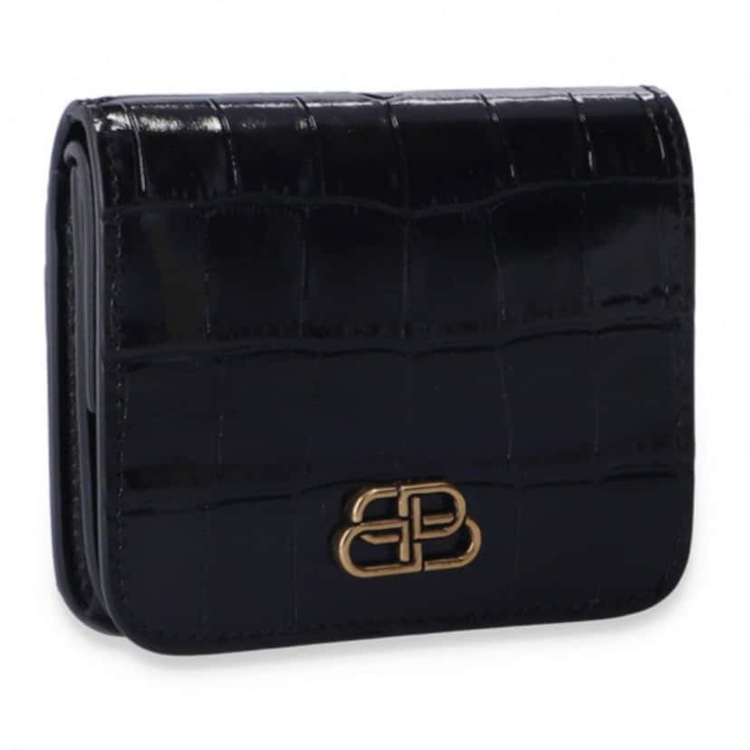 Balenciaga Balenciaga Black Calf Leather Crocodile Embossed Wallet Black Leather Never worn - Back View