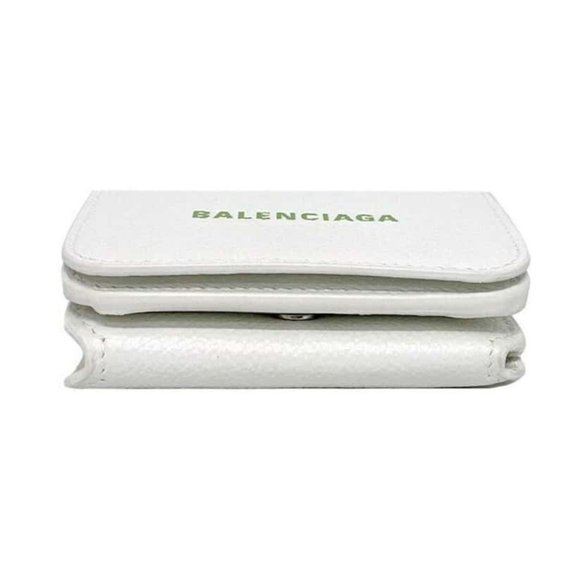 Balenciaga Balenciaga Everyday White Leather Logo Mini Trifold Wallet White Leather Never worn - Inside View