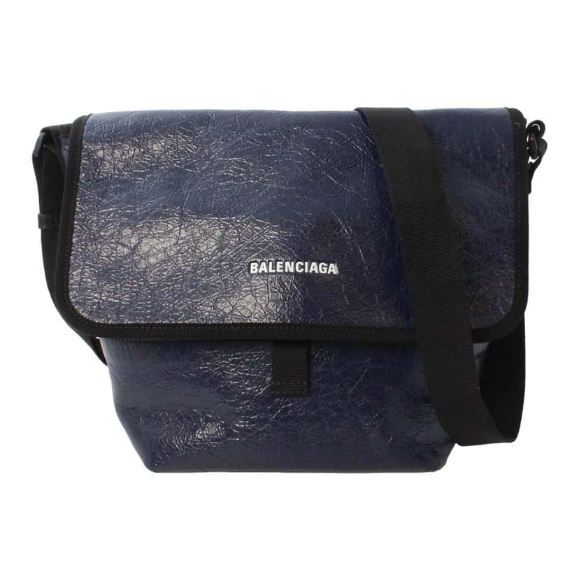 Balenciaga Balenciaga Arena Blue Lambskin Leather Flap Messenger Bag Black Leather Never worn - Front View