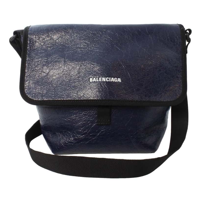 Balenciaga Balenciaga Arena Blue Lambskin Leather Flap Messenger Bag Black Leather Never worn - Back View