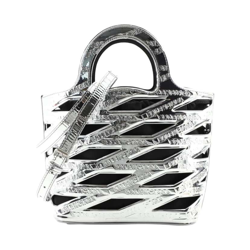 Balenciaga Balenciaga Neo Basket Metallic Silver Leather Small Satchel Bag Silver Leather Never worn - Front View