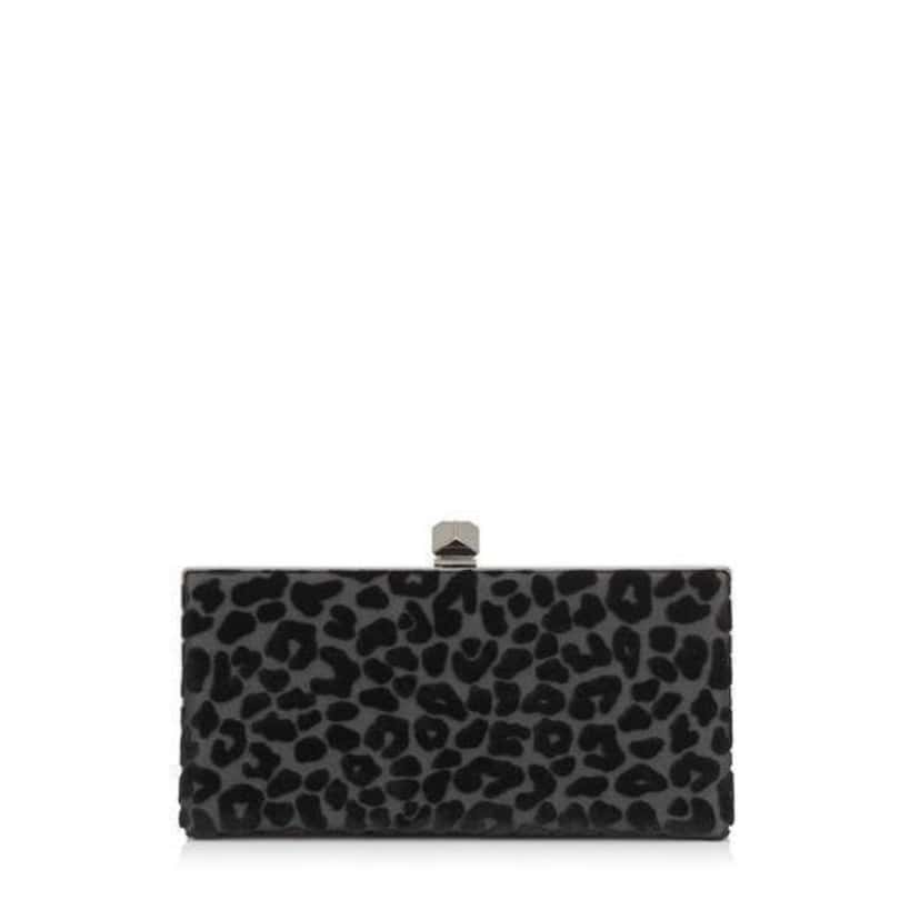 Jimmy Choo Jimmy Choo Celeste Black Devore Velvet Leopard Clutch Bag Black Velvet Good condition - Front View