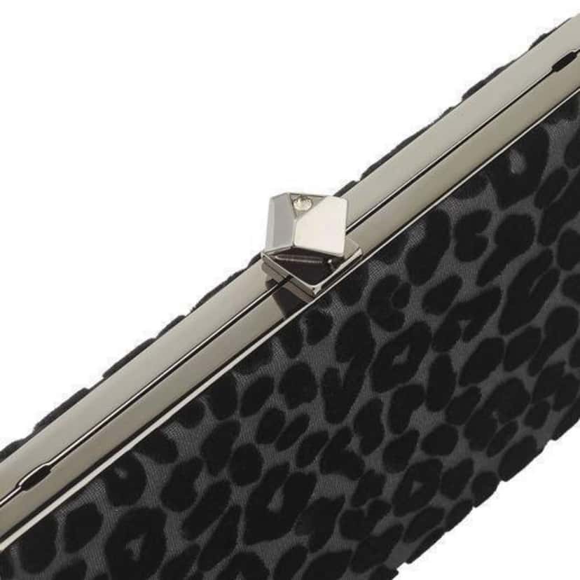 Jimmy Choo Jimmy Choo Celeste Black Devore Velvet Leopard Clutch Bag Black Velvet Good condition - Back View