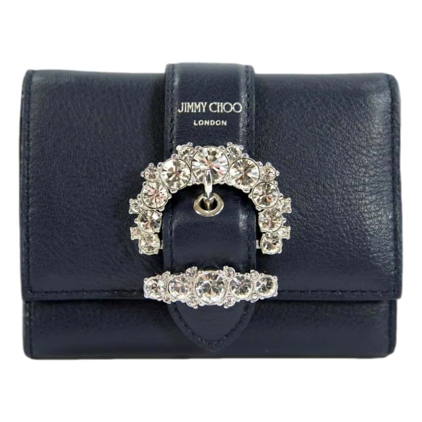 Jimmy Choo Jimmy Choo Cheri Dark Blue Leather Trifold Walllet Blue Leather Never worn - Front View