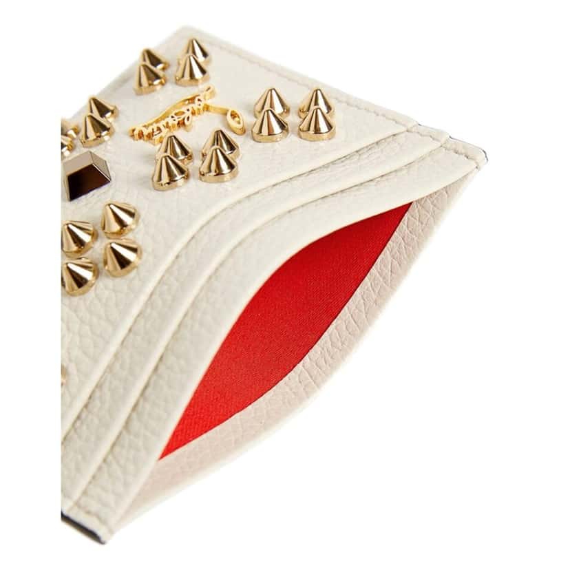 Christian Louboutin Christian Louboutin Kios Loubisky Spike Snow Leather Card Holder Beige Leather Never worn - Back View