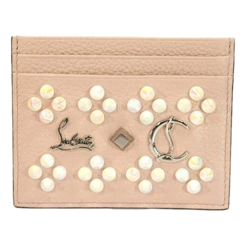 Christian Louboutin Christian Louboutin Kios Loubisky Spike Pink Leather Card Holder Pink Leather Never worn - Front View