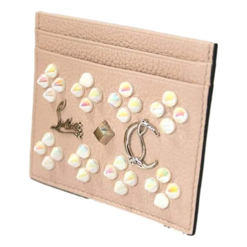 Christian Louboutin Christian Louboutin Kios Loubisky Spike Pink Leather Card Holder Pink Leather Never worn - Model View