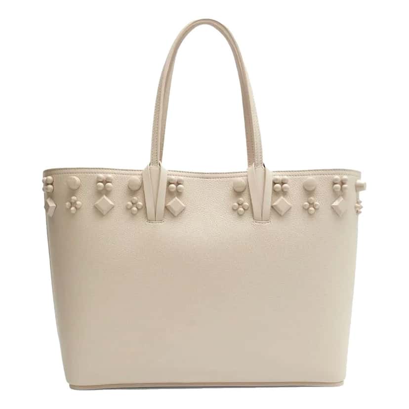 Christian Louboutin Christian Louboutin Cabata Spike Large Tote Leche Ivory Leather Shoulder Bag White Leather Never worn - Front View