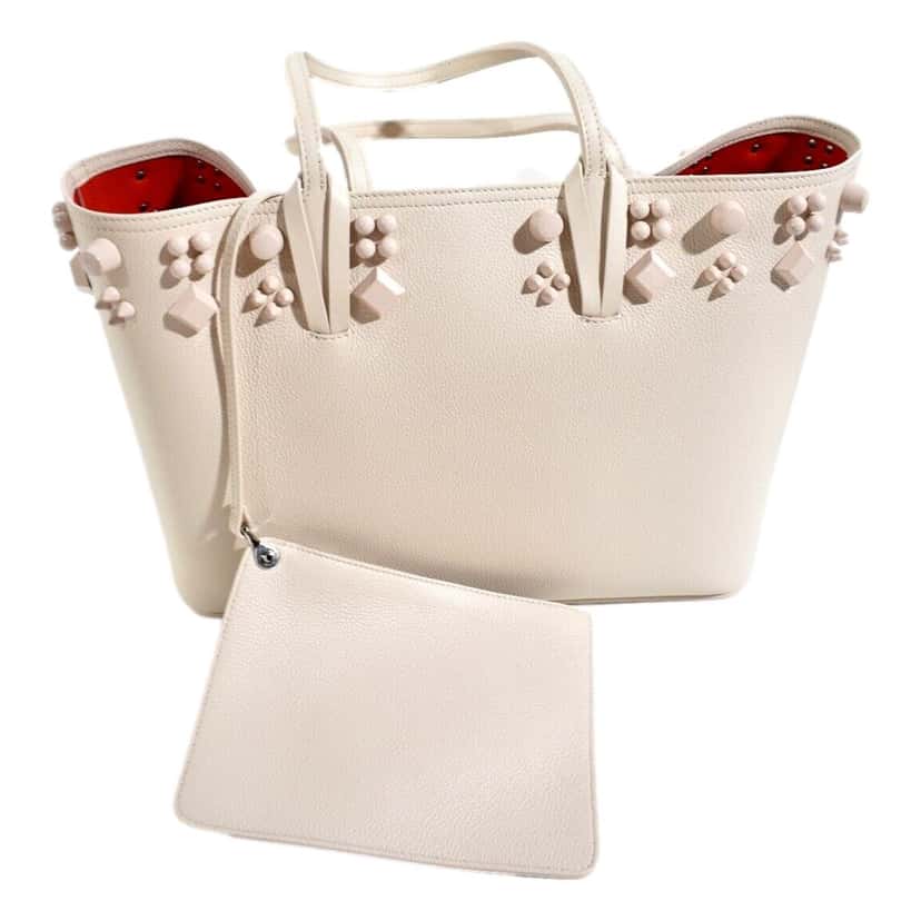 Christian Louboutin Christian Louboutin Cabata Spike Large Tote Leche Ivory Leather Shoulder Bag White Leather Never worn - Back View
