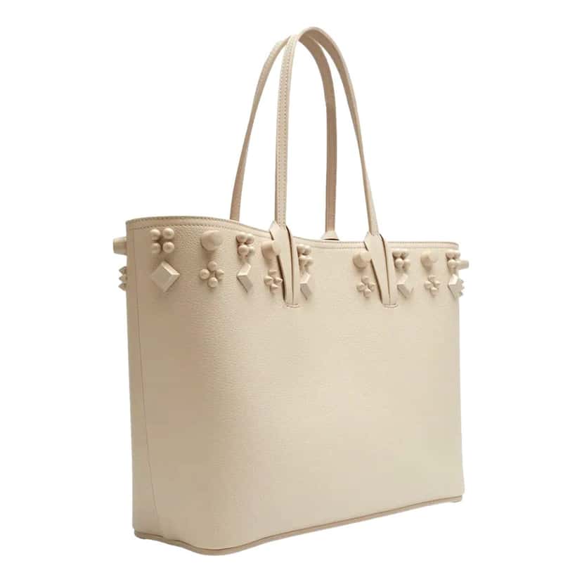 Christian Louboutin Christian Louboutin Cabata Spike Large Tote Leche Ivory Leather Shoulder Bag White Leather Never worn - Model View
