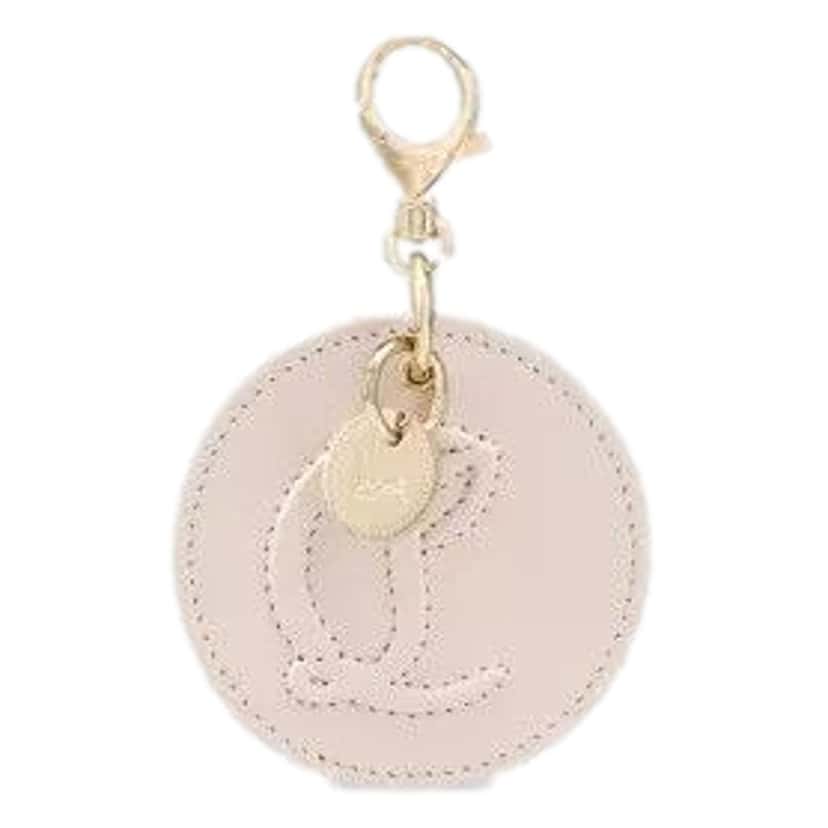 Christian Louboutin Christian Louboutin Round Leather Logo Leche Cream Bag Charm Keychain White Leather Never worn - Front View