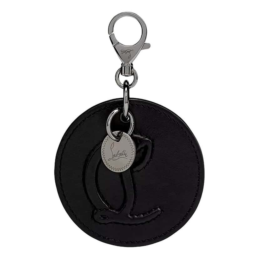 Christian Louboutin Christian Louboutin Round Leather Logo Black Bag Charm Keychain Black Leather Never worn - Front View
