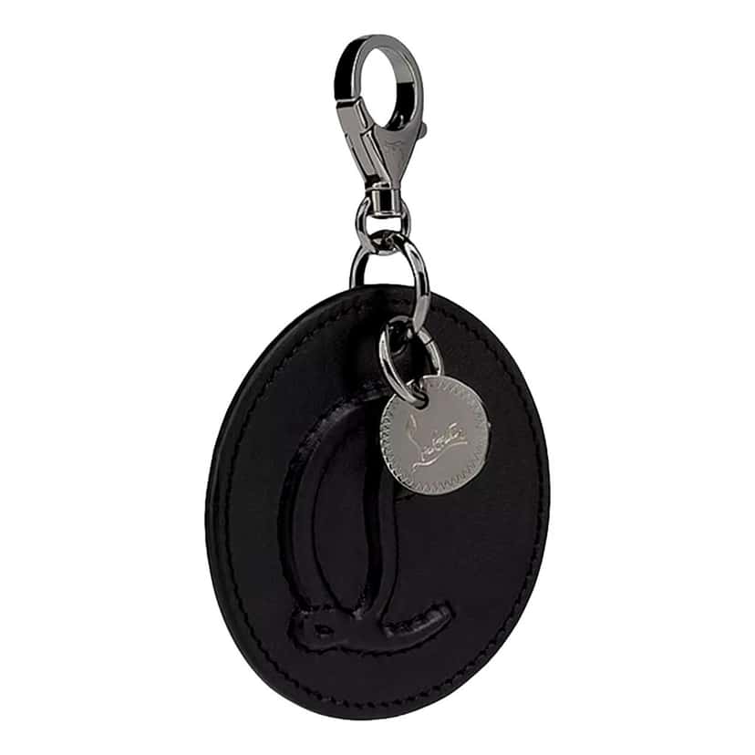 Christian Louboutin Christian Louboutin Round Leather Logo Black Bag Charm Keychain Black Leather Never worn - Inside View