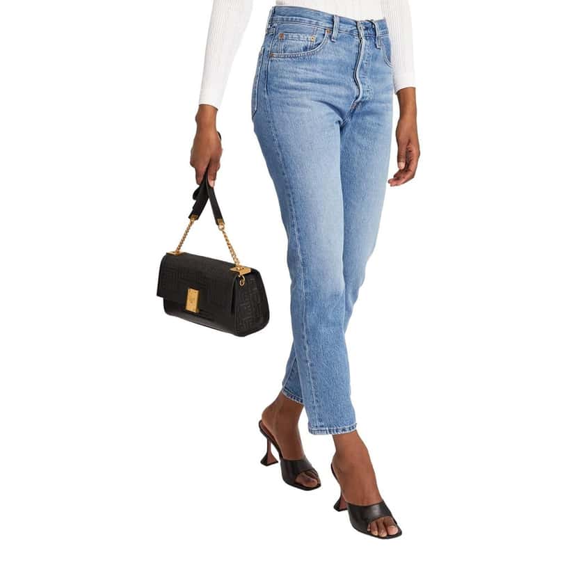 Balmain Balmain 1945 Black Leather Embossed Flap Medium Shoulder Bag Black Leather Good condition - Model View