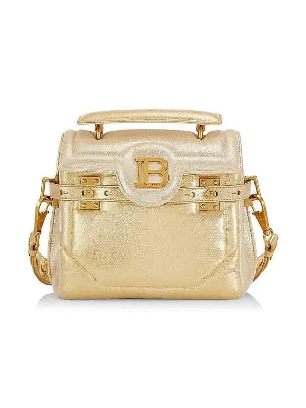 Balmain Balmain B-Buzz 23 Metallic Gold Tote Crossbody Shoulder Bag Calf Leather Gold Leather Never worn - Front View