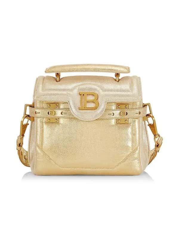 Balmain Balmain B-Buzz 23 Metallic Gold Tote Crossbody Shoulder Bag Calf Leather Gold Leather Never worn - Inside View