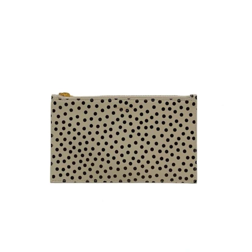 Saint Laurent Saint Laurent Polka Dot Calfskin Leather Small Pouch Beige Leather Never worn - Front View