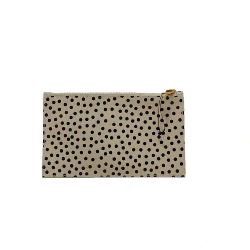 Saint Laurent Saint Laurent Polka Dot Calfskin Leather Small Pouch Beige Leather Never worn - Back View