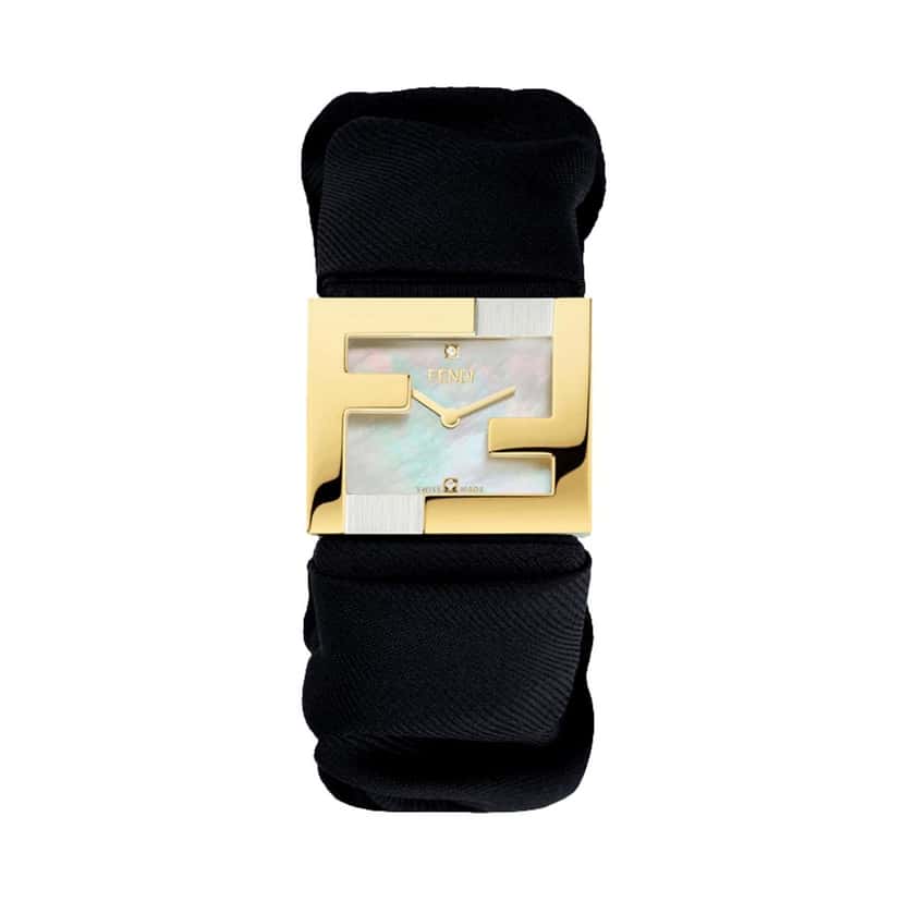 Fendi Fendi Fendimania Baguette Black Nylon Timepiece Watch Black Never worn - Front View