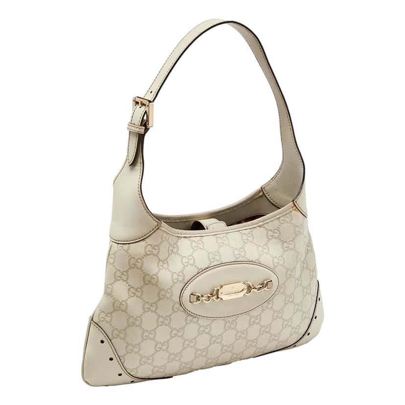 Gucci Gucci Guccissima Jackie O Punch Hobo Handbag Logo White Leather Pre-Owned White Leather Good condition - Back View