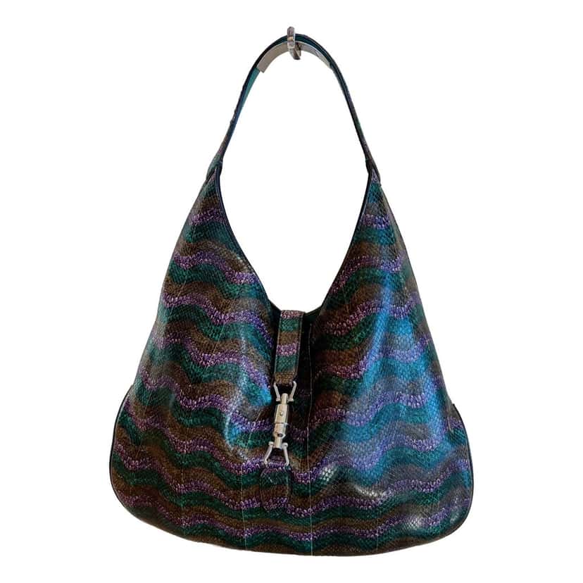 Gucci Gucci Jackie Python Leather Green Purple Large Shoulder Bag Purple Leather Never worn - Back View