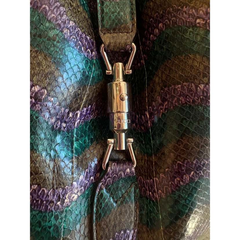 Gucci Gucci Jackie Python Leather Green Purple Large Shoulder Bag Purple Leather Never worn - Model View