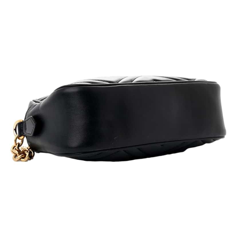 Gucci Gucci Calfskin Matelasse Small GG Marmont Chain Crossbody Bag Black Black Leather Good condition - Inside View