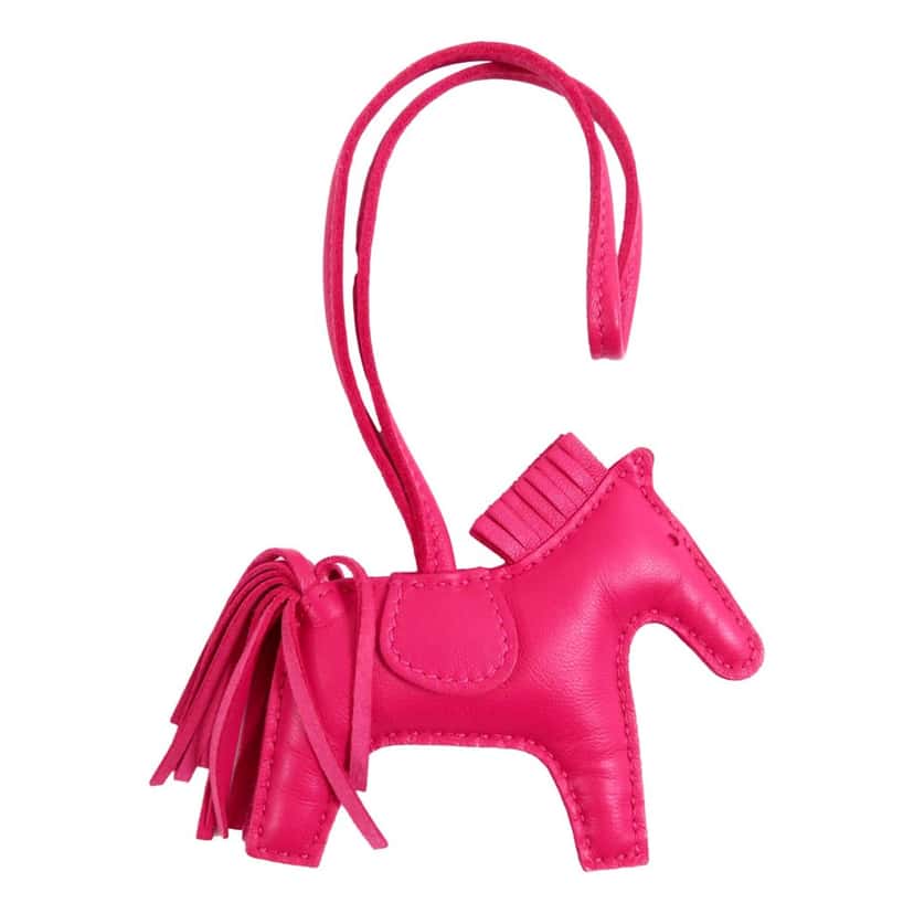 Hermès Hermes Rodeo Pink Soft Leather Horse Charm Keychain Pink Leather Good condition - Back View