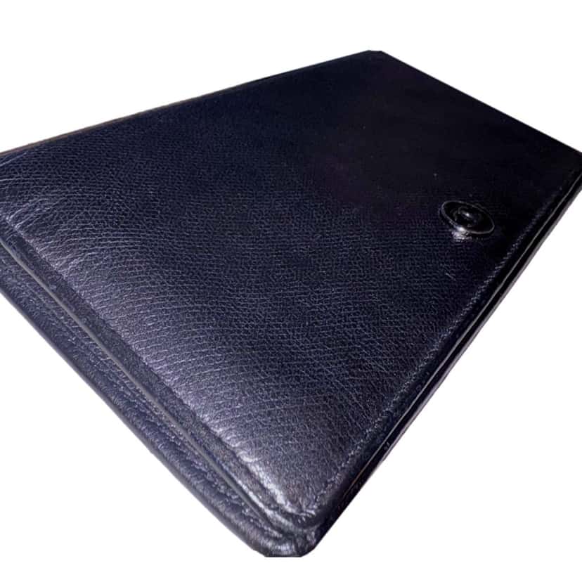 Chanel Chanel Vintage Yen Black Leather Long Bifold with Coin Pouch Black Leather Good condition - Back View