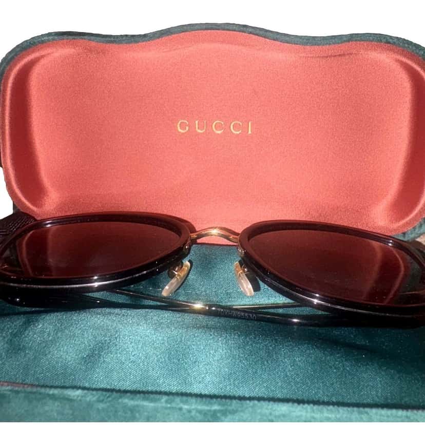 Gucci Gucci Oversized Cat Eye Black Gold Sunglasses Black Good condition - Inside View