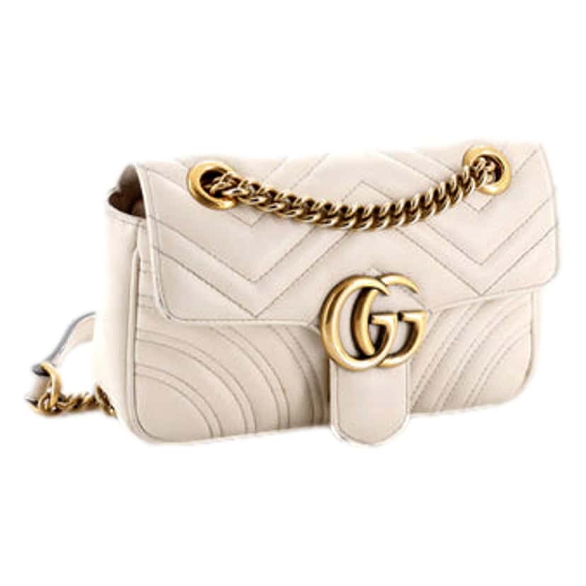 Gucci Gucci Calfskin Matelasse Medium GG Marmont Shoulder Bag Ivory White Leather Good condition - Back View