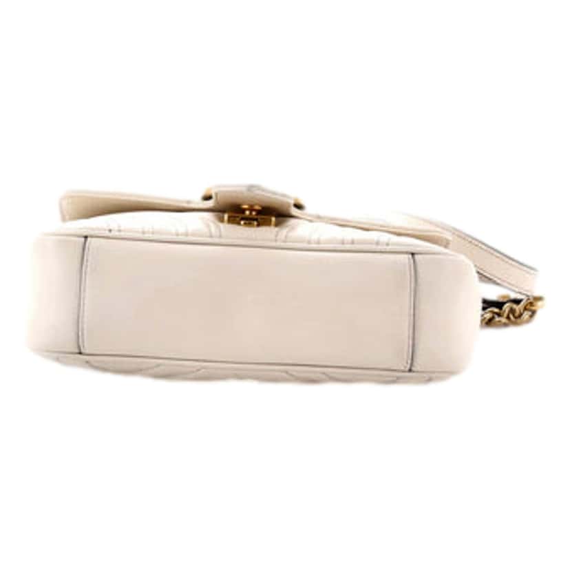 Gucci Gucci Calfskin Matelasse Medium GG Marmont Shoulder Bag Ivory White Leather Good condition - Inside View