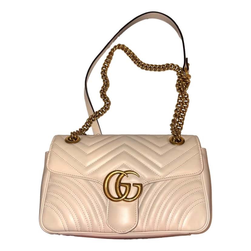 Gucci Gucci Calfskin Matelasse Medium GG Marmont Shoulder Bag Ivory White Leather Good condition - Box View