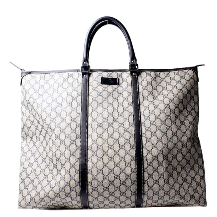 Gucci Gucci GG Supreme Coated Canvas Blue Extra Large Joy Tote Overnight Bag Blue Leather Good condition - Front View