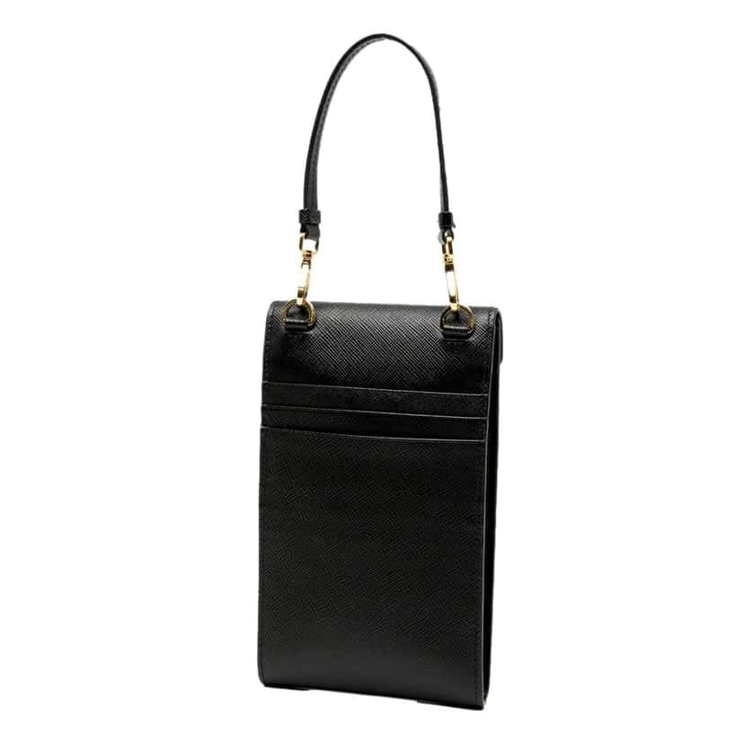 Prada Prada Saffiano Lux Black Top Handle Chain Strap Mini Bag Black Leather Good condition - Back View