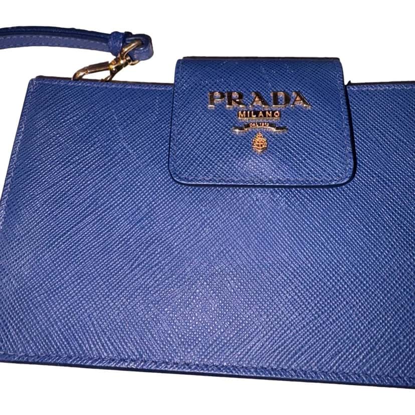Prada Prada Saffiano Leather Blue Wristlet Clutch Wallet Other Leather Good condition - Back View