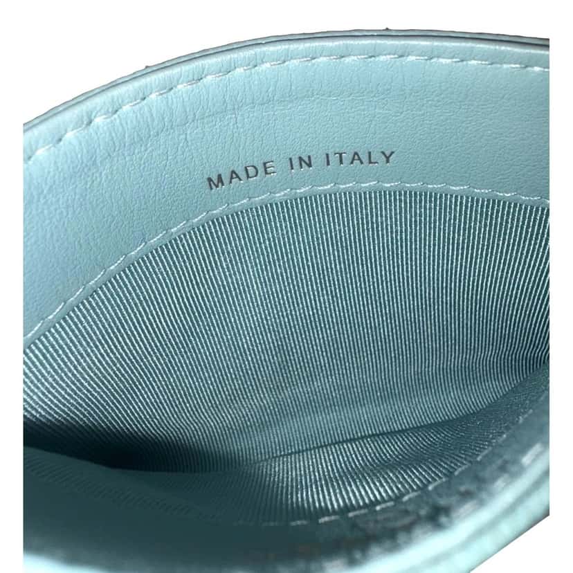 Chanel Chanel Timeless Caviar Leather Quilted Card Holder Teal Blue Blue Leather Good condition - Model View