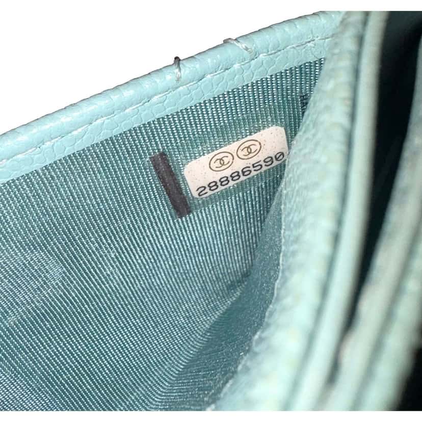 Chanel Chanel Timeless Caviar Leather Quilted Card Holder Teal Blue Blue Leather Good condition - Box View